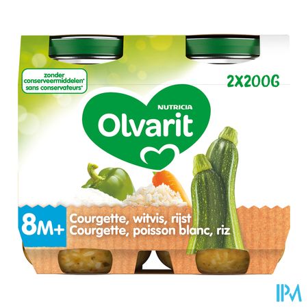 Olvarit Pot Courgette Witvis Rijst 200g