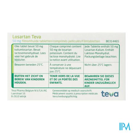 Losartan Teva 50mg Filmomh Tabl 98 X 50mg 4