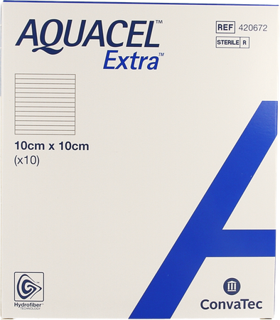 Aquacel Extra Verb Hydrofiber+versterk. 10x10cm 10 4