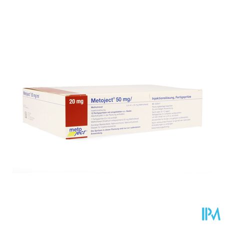 Metoject 50mg/ml Opl Inj Voorg Sp 20,0mg/0,40ml 12