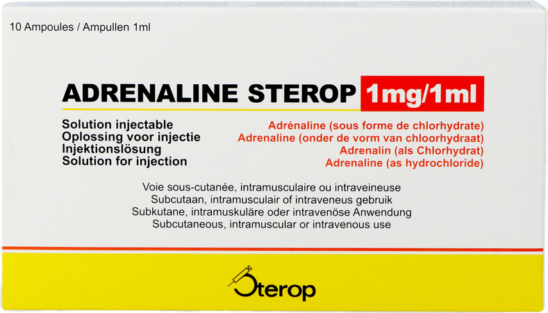 Adrenaline Hcl Sterop 1mg/ml Opl Inj Amp 10 1