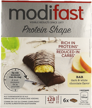 Modifast Intensive Control Reep Zwart-wit Choco 6 3