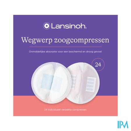 Lansinoh Wegwerpb.borstkompressen Blue Lock Core24