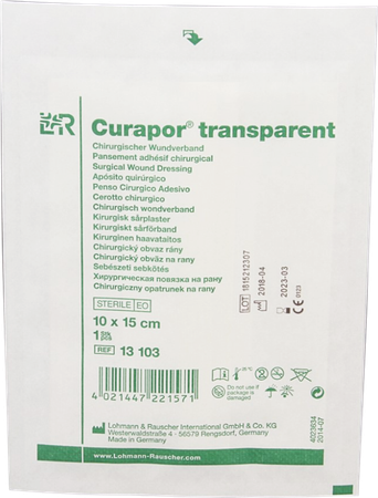 Curapor Transparant Steriel 10cmx15cm 25 13103 3