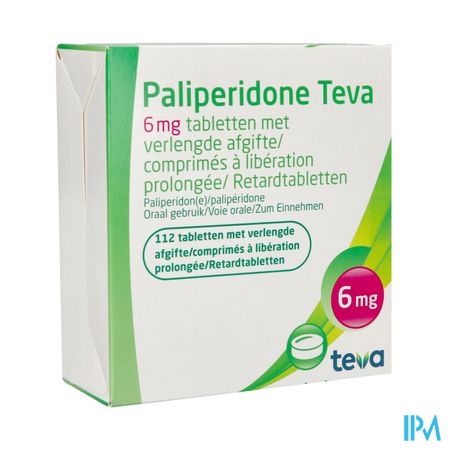 Paliperidone Teva 6mg Verl.afgifte Comp 112 X 6mg