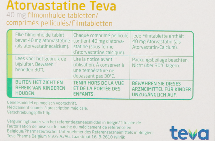 Atorvastatine Teva Pi Pharma 40mg Film.tabl100 Pip 3