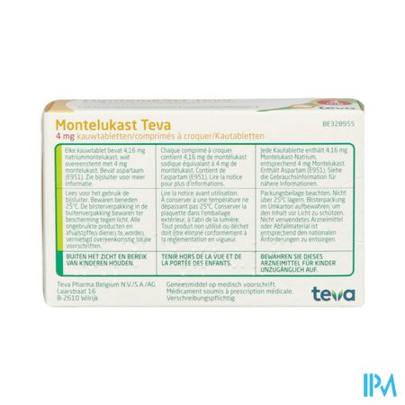 Montelukast Teva 4mg Kauwtabletten 28 X 4mg 1