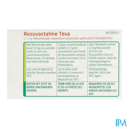 Rosuvastatine Teva 15mg Filmomh Tabl 100 6