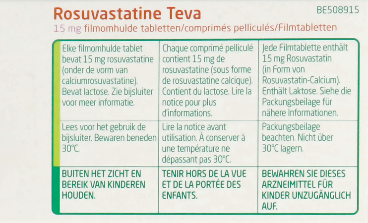 Rosuvastatine Teva 15mg Filmomh Tabl 100 6