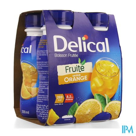 Delical Fruitdrink Sinaasappel 4x200ml