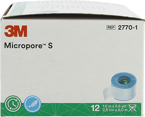 Micropore S 3m Hechtpleister 2,5x500cm 12 1
