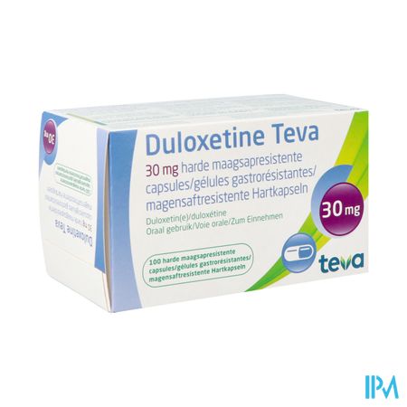 Duloxetine Teva 30mg Gastroresist. Caps Durs 100