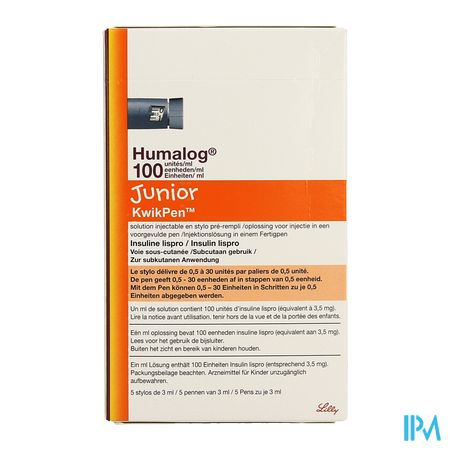 Humalog 100ui/ml Junior Kwikpen Voorgev.pen 5x3ml 1