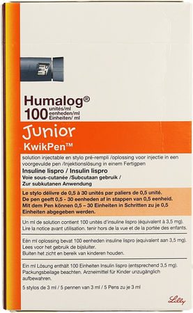 Humalog 100ui/ml Junior Kwikpen Voorgev.pen 5x3ml 1