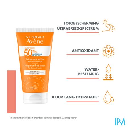 Avene Zon Spf50+ Creme Zonder Parfum 50ml 16