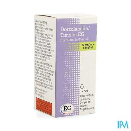 Dorzolamide/Timolol EG 20Mg+5Mg/Ml Collyre 1X5Ml