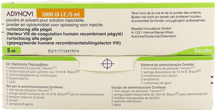 Adynovi 2000ie/5ml Pdr+solv Opl Inj Fl Inj 1+1 1