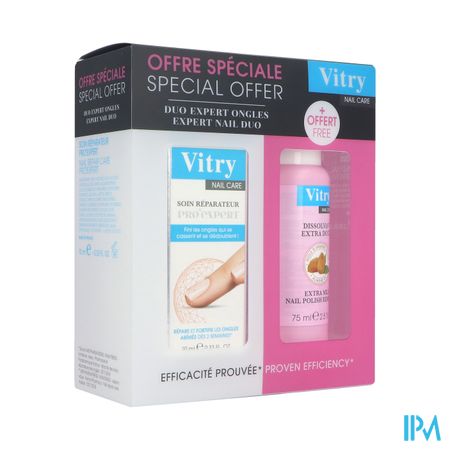 Vitry Soin Ongles Pro Exp. + Dissolvant 75ml Grat.