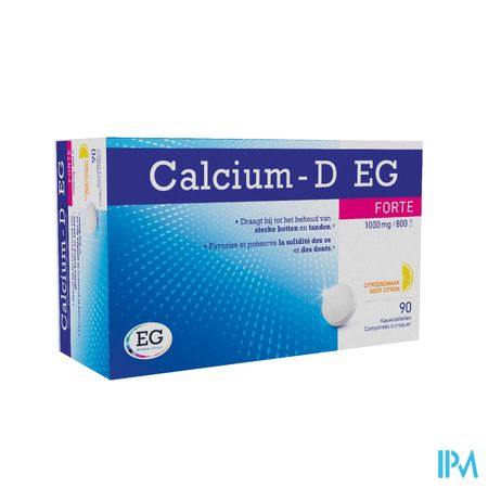 Calcium EG Forte 1000Mg/800Ie Citroen Kauwtabl 90