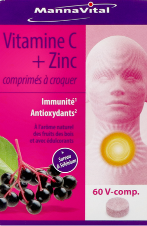Mannavita Vitamine C + Zink Kauwtabl 60 5