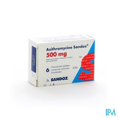 Azithromycine 500mg Sandoz Tabl Omhulde 6x500 mg