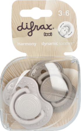 Difrax Fopspeen Dynamic Harmony l.&d.grey 3m+ 2 1