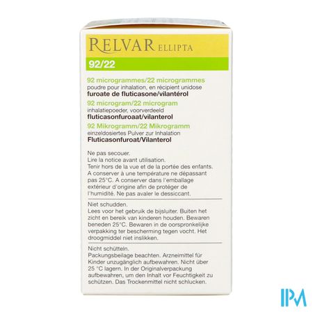 Relvar Ellipta 92/22mcg Pdr Inhal 1x30dose Pip 5