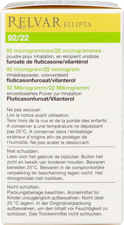 Relvar Ellipta 92/22mcg Pdr Inhal 1x30dose Pip 5