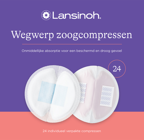 Lansinoh Wegwerpb.borstkompressen Blue Lock Core24 1