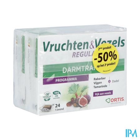 Ortis Vruchten & Vezels Regul.blokjes 2x24 2e -50%