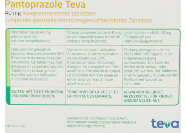 Pantoprazole Teva Pi Pharma 40mg Maagsapres.comp56 3