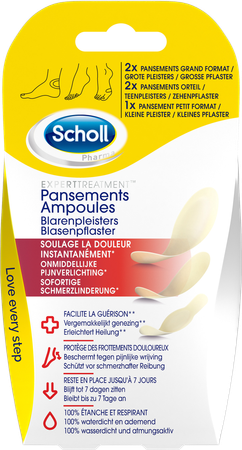 Scholl Blarenpleister 2grote+2teen+1klein Z/latex 4