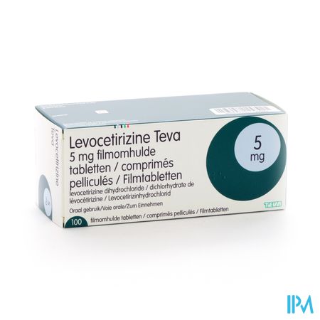 Levocetirizine Teva 5mg Comp Pell 100 X 5mg