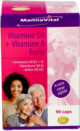 Mannavital Vitamine D3 + Vitamine A Forte Caps 90 1