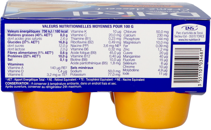 Delical Creme Dessert La Floridine Abrikoos 4x200g 3