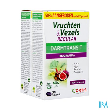 Ortis Vruchten & Vezels Regular Comp 2x30 2e -50% 2