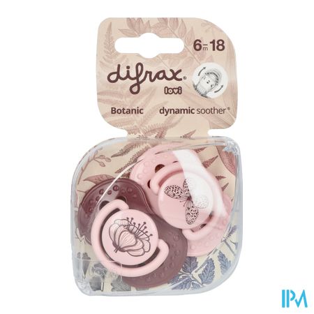 Difrax Fopspeen Dynam.botanic Pink&purple 6-18m 2 1