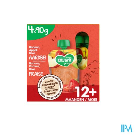 Olvarit Bio Aardb. Banaan Kiwi Multipack 12m 4x90g