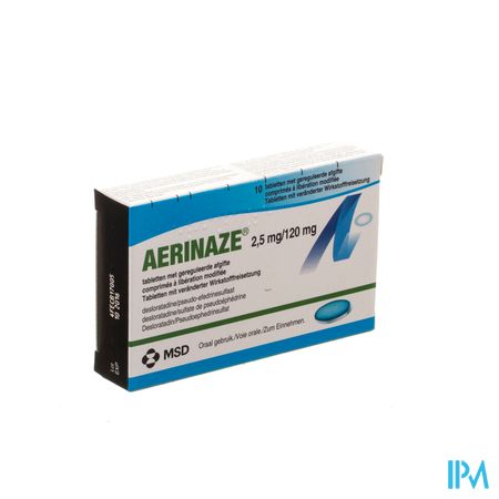 Aerinaze 2,5mg/120mg Comp Gereguleerde Afgifte 10