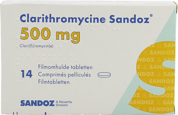 Clarithromycine Sandoz 500mg Comp Pell 14 2
