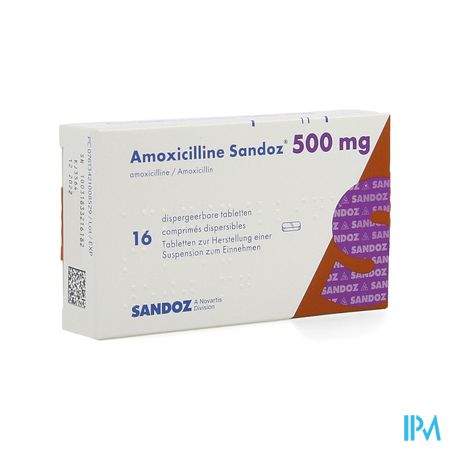 Amoxicilline Sandoz 500mg Tabl Disp 16