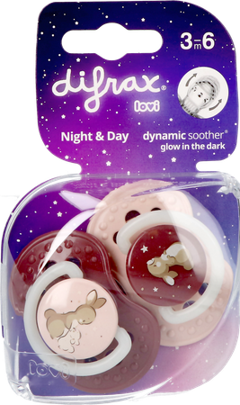 Difrax Dynamic Sucette Day&night Assorti 3-6m 2 1