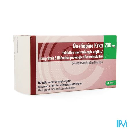 Quetiapine Krka 200mg Verlengde Afgifte Tabl 60