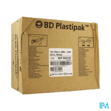 Bd Plastipak Spuit+nld Tuberculine 1ml+25g 5/8 120