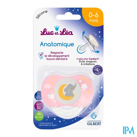 Luc&lea Fopspeen Nacht Ana 0-6m Ring Olifant Roze 1