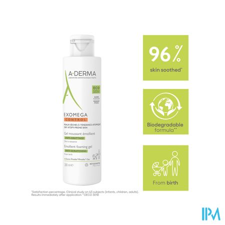 Aderma Exomega Control Emol. Schuimende Gel 200ml 4