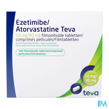 Ezetimibe Atorvastatine Teva 10/80mg Comp Pell 100 1
