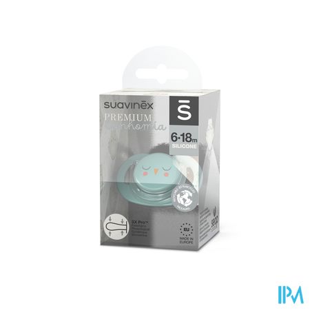 Suavinex Bonhomia Soother Sili.rev 6/18m Owl Green