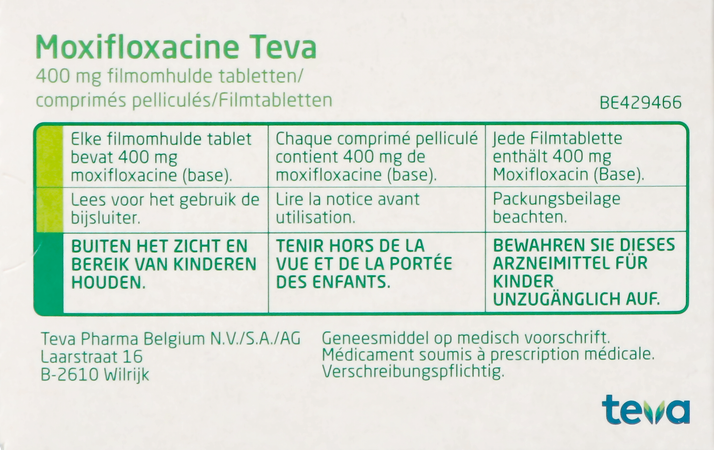 Moxifloxacine Teva 400mg Filmomh Tabl 7 4