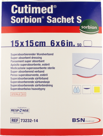 Cutimed Sorbion Zakje S 15,0x15,0cm 50 7323214 1